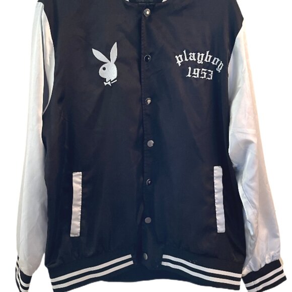 Playboy Official Black & White Varsity Jacket with Iconic Bunny Logo Size Large - Picture 4 of 11
